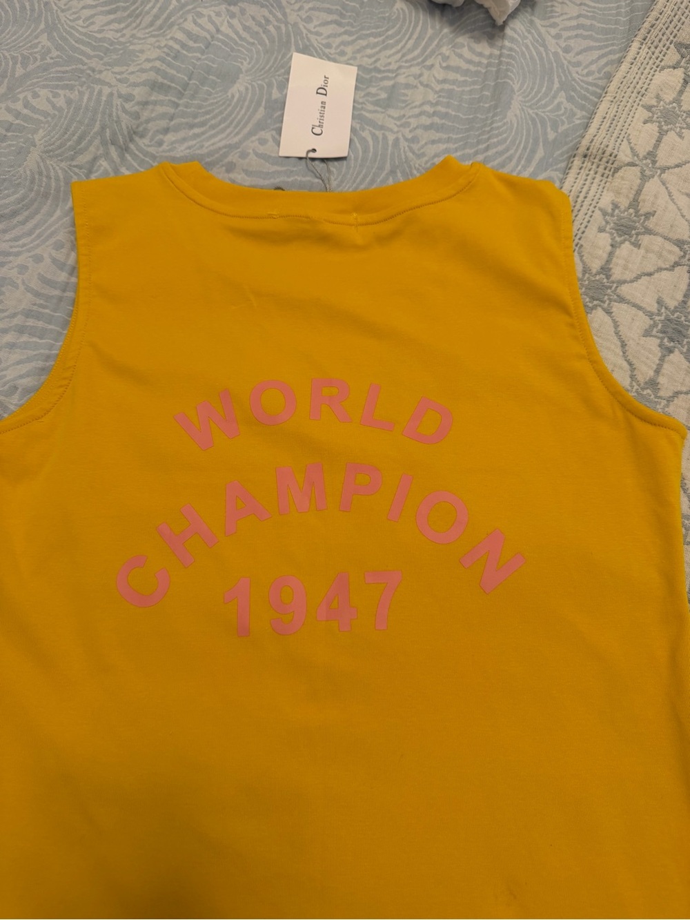 Dior J'Adore Logo Tank Top - Yellow/Pink - Picture 3 of 7